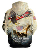 ONE NATION UNDER GOD Hoodie 3D Jesus American flag gift idea for Veteran