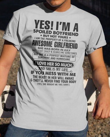 Yes I'm A Spoiled Boyfriend Couple Gifts T-shirt QA