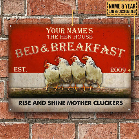 Personalized Chicken Bed And Breakfast Customized Classic Metal Signs