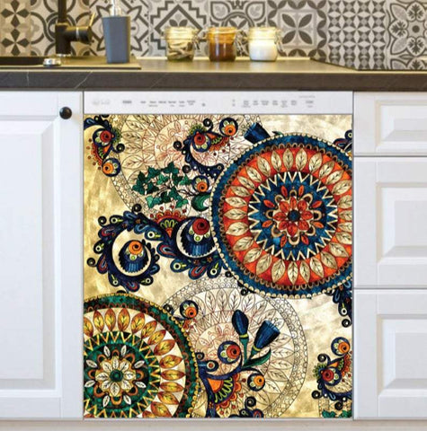 Dishwasher Magnet Cover - Beautiful Folk Ethnic Native Boho Paisley