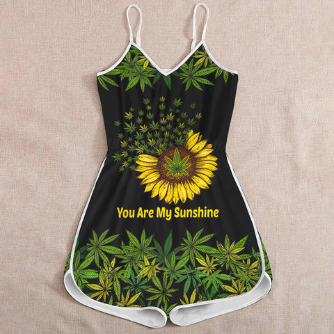 Sunflower Weed Romper For Women Cannabis Marijuana 420 Weed Shirts Clothing Gifts HT