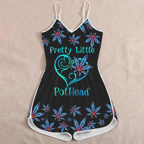 Pretty Little Pothead Romper For Women Cannabis Marijuana 420 Weed Shirts Clothing Gifts HT