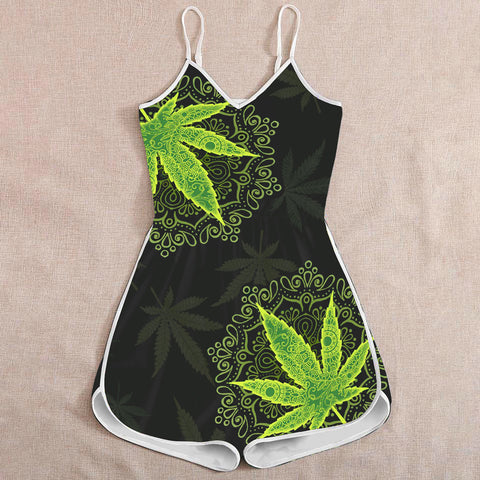 Weed Mandala Romper For Women Cannabis Marijuana 420 Weed Shirts Clothing Gifts HT