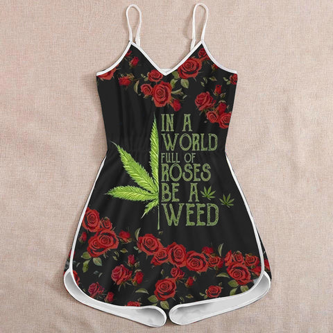 Rose Weed Sunflower Weed Romper For Women Cannabis Marijuana 420 Weed Shirts Clothing Gifts HT