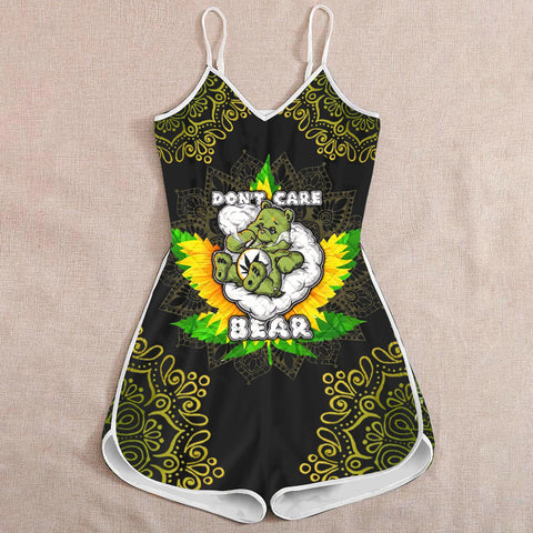 Bear Sunflower Weed Romper For Women Cannabis Marijuana 420 Weed Shirts Clothing Gifts HT