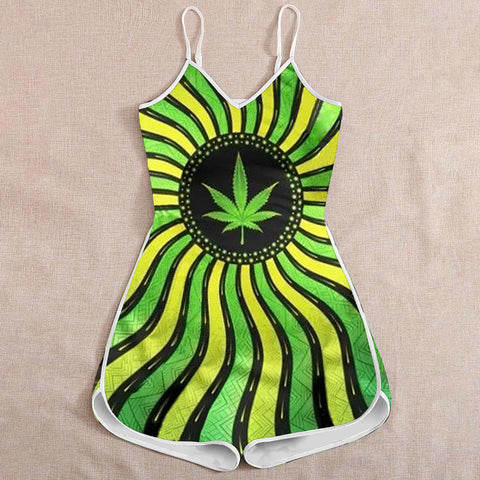 Green Weed Romper For Women Cannabis Marijuana 420 Weed Clothing Gifts HT