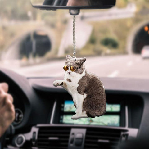 BRITISH SHORTHAIR WEAR GLASSES CAR HANGING ORNAMENT