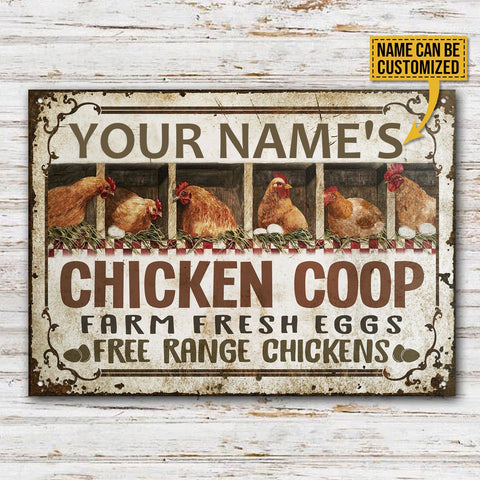 Personalized Chicken Free Range Chickens Customized Classic Metal Signs