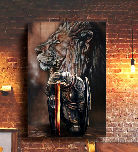 Legendary Warrior Knight Christian Lion Head Poster Jesus Poster Wall Art Home Decor Christian Gifts