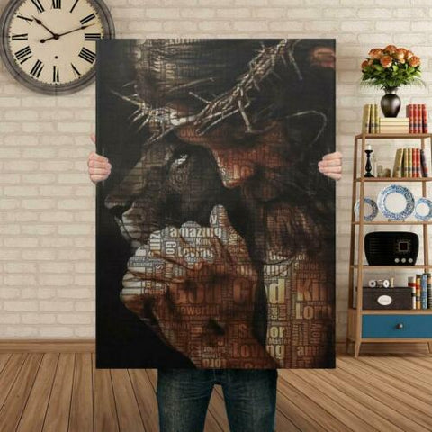 Jesus and Lion- Proud Christian Art Poster Canvas Wall Art Christian Home Decor