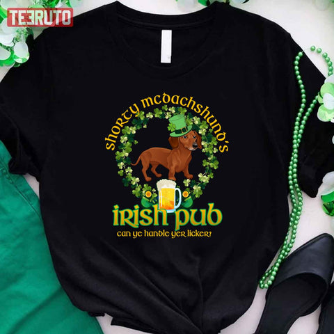 Shorty Mc Dachshund’s Funny St Paddy’s Day Unisex T-Shirt Dachshund Gifts St Patrick’s Day Clothes HT