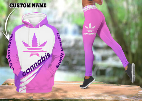 Personalized Cannabis Hoodie Leggings Set For Women Cannabis Marijuana 420 Weed Shirt Clothing Gifts HT
