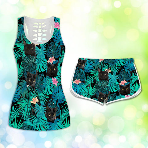 Tropical Black Cat Tank Short Women