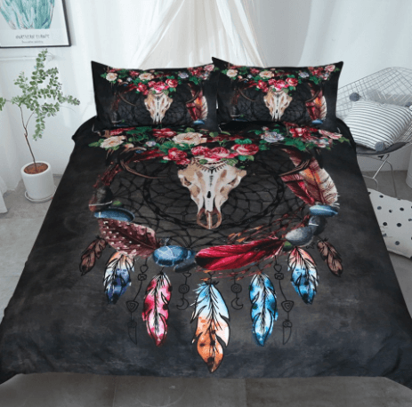 Rock Skull Black Bedding Set 3pcs