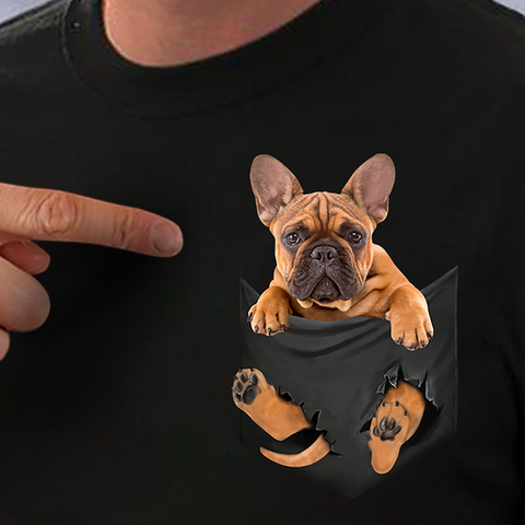 Unisex Shirt Black French Bulldog Inside Pocket