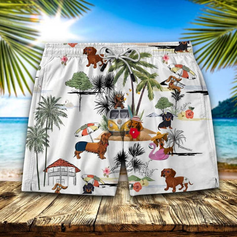 Dachshund Tropical Short dachshund beach shorts   425