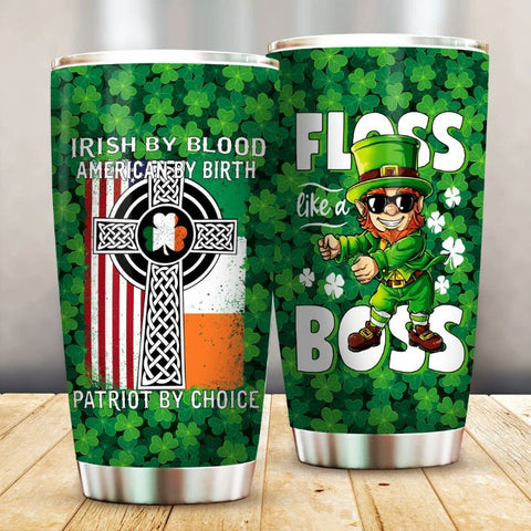 Irish By Blood Lucky Charms Shamrock Tumbler St Patrick's Day Gifts HT