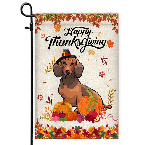 Happy Thanksgiving Truck Double Sided Garden Flag For Outdoor Yard Decoration Home Decor ND