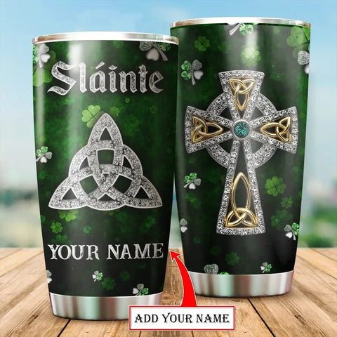 Irish Celtic Jewelry Style Personalized Tumbler St Patrick's Day Gifts HT