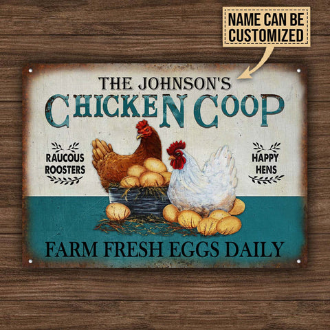 Personalized Chicken Fresh Eggs Daily Customized Metal Sign