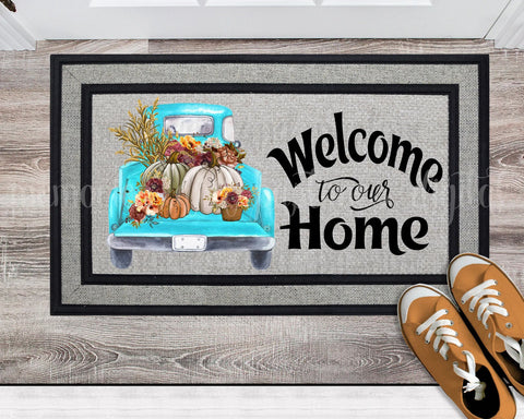 Truck And Pumpkins Happy Thanksgiving Decor Front Door Mat Outdoor Decoration Gifts ND