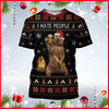 I Hate People Bear Knitting Pattern Christmas Black 3D All Over Printed Shirt Camping