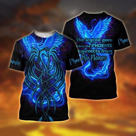 Men Phoenix Shirt Royal Blue Phoenix Tattoo 3D All Over Printed T-Shirt Short by SUN AM250502