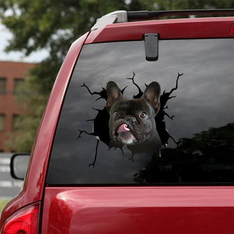 French Bulldog Crack Car Sticker, Toilet Sticker, Fridge Sticker (32)