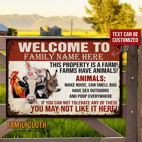 PERSONALIZED FARMER WARNING THIS PROPERTY IS A FARM PRINTED METAL SIGN AV000764