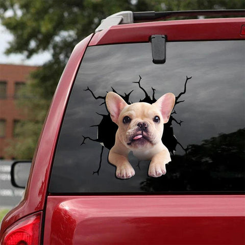 French Bulldog Crack Car Sticker, Toilet Sticker, Fridge Sticker (27)