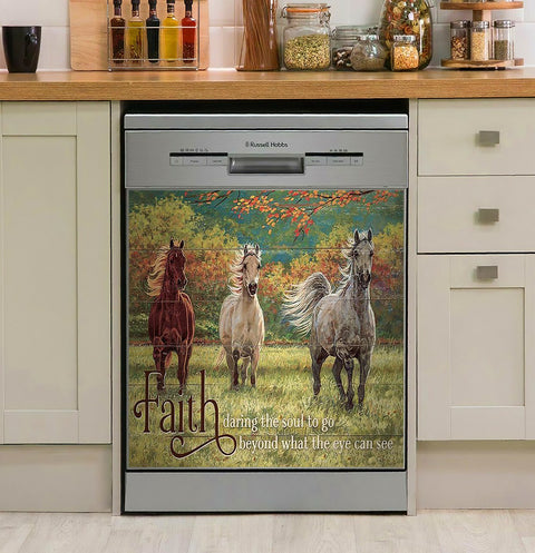 Horse Dishwasher Cover Horse - Faith Daring The Soul To Go Beyond What The Eye Can See Decor Kitchen Dishwasher Cover
