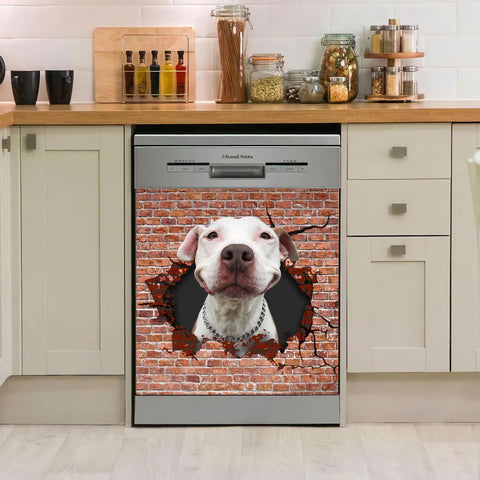 Funny Pitbull Cracks Wall Dishwasher Cover