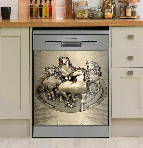 Horses Illustration Decor Kitchen Dishwasher Cover