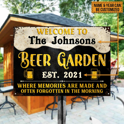 Beer Garden Memories Are Made Custom Classic Metal Signs, Beer Garden Bar, Beer Garden Decorating Ideas