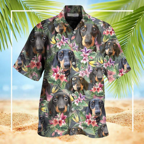 Dachshund Hawaiian Beach Shirt, Pet Hawaiian Style Hawaiian Shirt