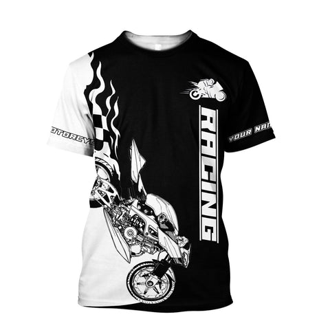 Men Racing Shirt Black Customize Name Motorcycle Racing 3D All Over Printed Unisex Shirts Born To Race