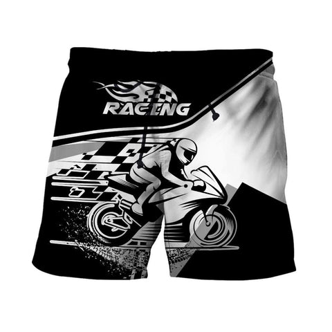 Men Racing Shorts Black WhiteCustomize Name Motorcycle Racing 3D All Over Printed Unisex Shirts Race On