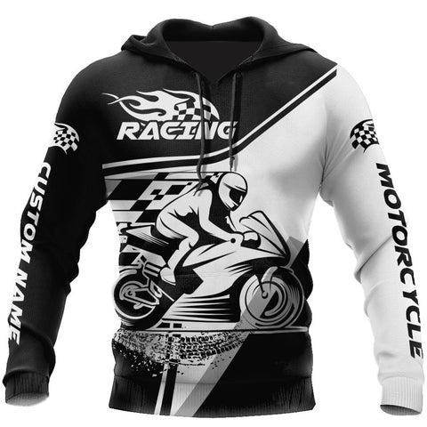 Men Racing Hoodie Black WhiteCustomize Name Motorcycle Racing 3D All Over Printed Unisex Shirts Race On