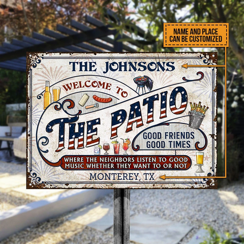 Personalized Patio Grilling Stars Stripes Listen To The Good Music Custom Classic Metal Signs