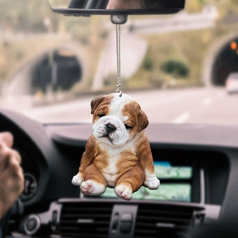 FRENCH BULLDOG SAD CAR HANGING ORNAMENT