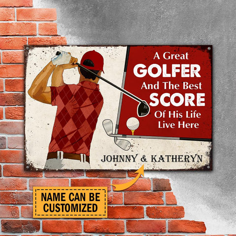 A Great Golfer Red Metal Sign