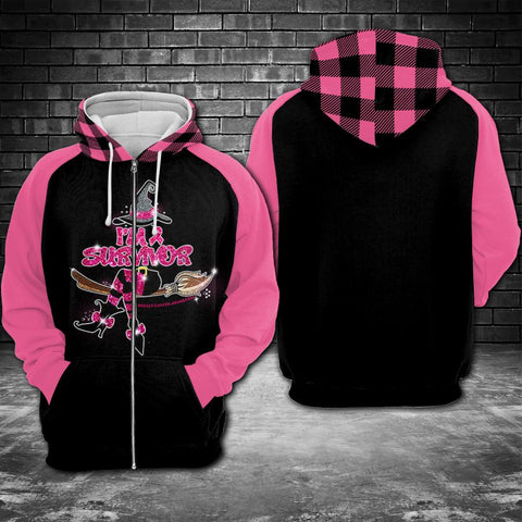 Breast Cancer Witch I'm Survivor Hoodie 3D