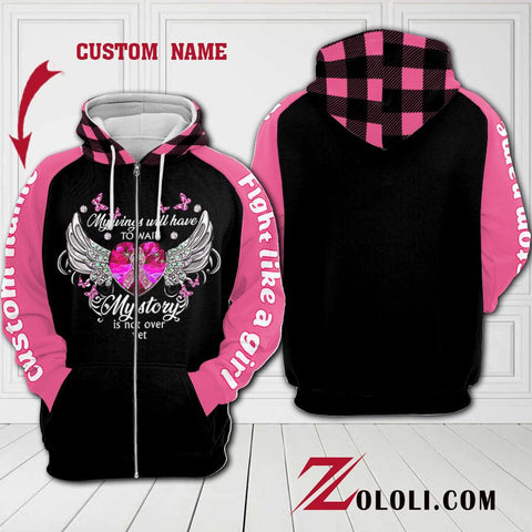 Breast Cancer My Wings Will Have To Wait Hoodie 3D TTM