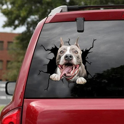 Pitbull Crack Car Sticker Dogs Lover Gift HT