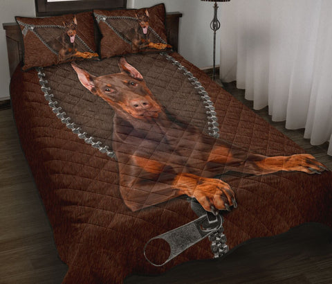 DOBERMAN QUILT BED SET, Gift for Doberman Lover Dog Lover